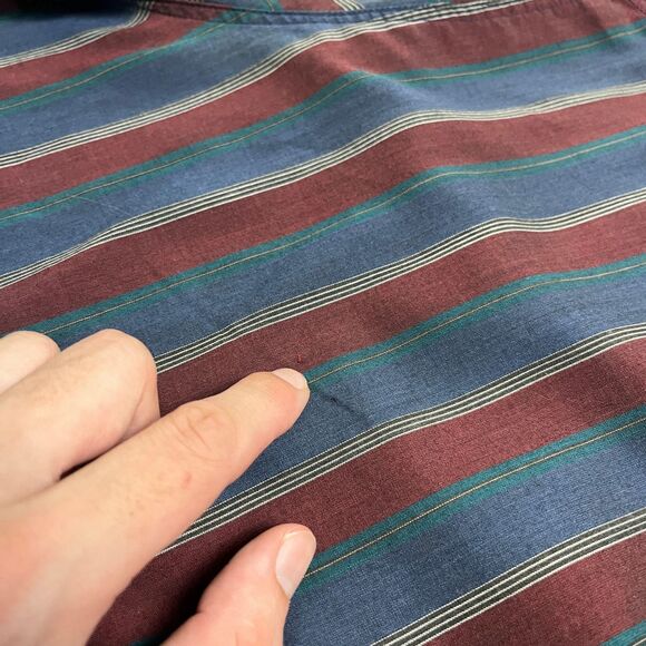 Vintage 90s striped shirt, size 2XLT Bristol Blues burgundy/green long sleeve - Picture 5 of 9